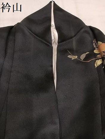 平和屋着物●訪問着　橘　暈し染め　黒地　金銀彩　正絹　逸品　AABM8835ph