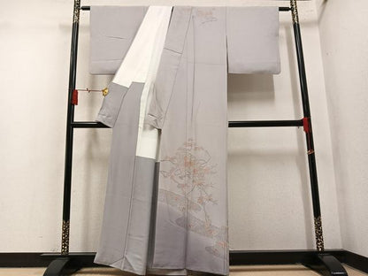 平和屋着物●中国三大刺繍　スワトウ刺繍　汕頭刺繍　総刺繍　訪問着　檜扇花文　暈し染め　正絹　逸品　AABM8840ph