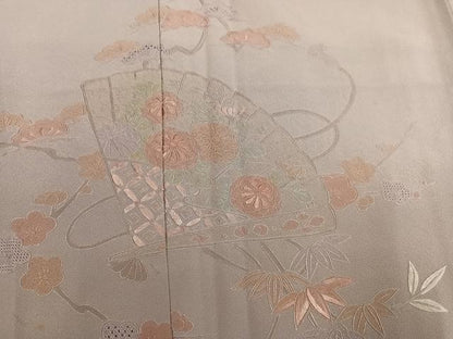 平和屋着物●中国三大刺繍　スワトウ刺繍　汕頭刺繍　総刺繍　訪問着　檜扇花文　暈し染め　正絹　逸品　AABM8840ph