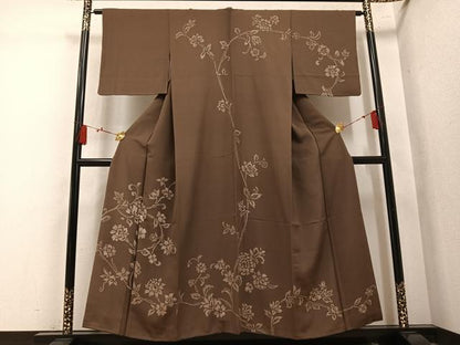 平和屋着物●訪問着　ろうけつ染め　花唐草文　正絹　逸品　AABM8841ph