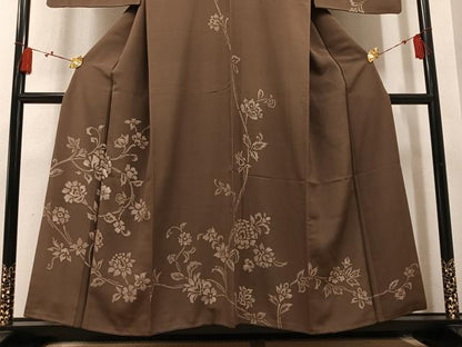 平和屋着物●訪問着　ろうけつ染め　花唐草文　正絹　逸品　AABM8841ph