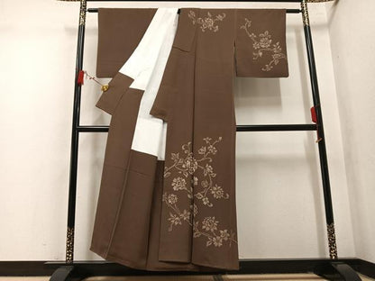 平和屋着物●訪問着　ろうけつ染め　花唐草文　正絹　逸品　AABM8841ph