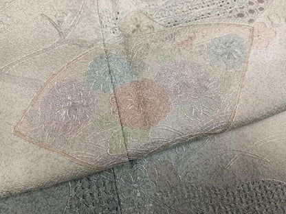 平和屋着物●中国三大刺繍　汕頭刺繍　スワトウ刺繍　総刺繍　訪問着　地紙花文　暈し染め　正絹　逸品　AABM8864ph