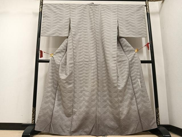 平和屋着物●二代目 川村久太郎 石川県指定無形文化財 牛首紬 白山工房 手織り 訪問着 幾何学文様 暈し染め 正絹 逸品 AABM8866ph