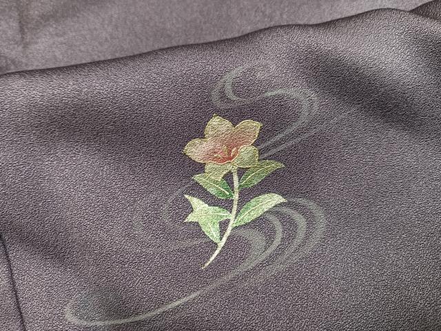平和屋着物●上質な小紋　流水草花文　金銀彩　正絹　逸品　AABM8875ph