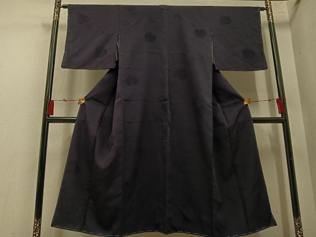 平和屋着物●上質な色無地　葵地紋　黒紅色　正絹　逸品　未使用　AABM8885ph
