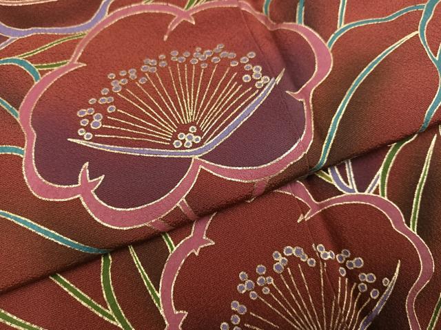 平和屋着物●豪華振袖　草花文　金彩　正絹　逸品　AABM8892ph