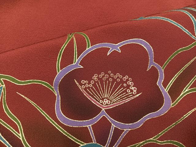 平和屋着物●豪華振袖　草花文　金彩　正絹　逸品　AABM8892ph