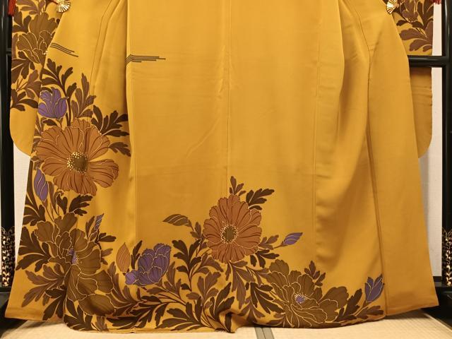 平和屋着物●豪華振袖　草花文　金彩　正絹　逸品　AABM8893ph