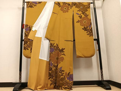 平和屋着物●豪華振袖　草花文　金彩　正絹　逸品　AABM8893ph