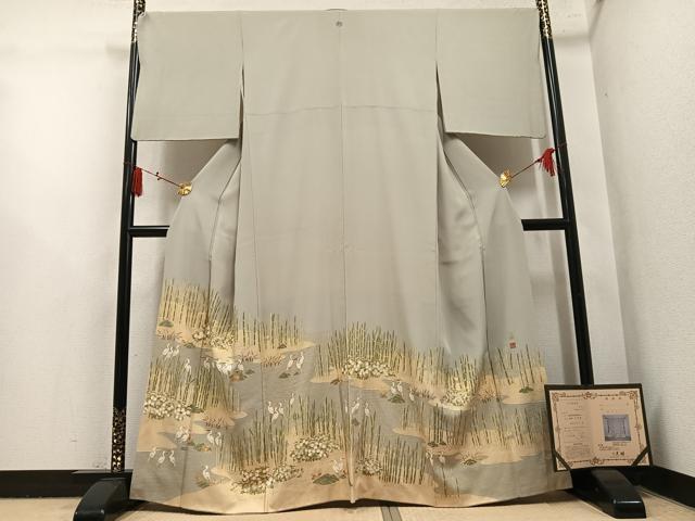 平和屋着物●松尾光琳　色留袖　木賊鷺　本金箔　保証書付き　正絹　逸品　AABM8896ph