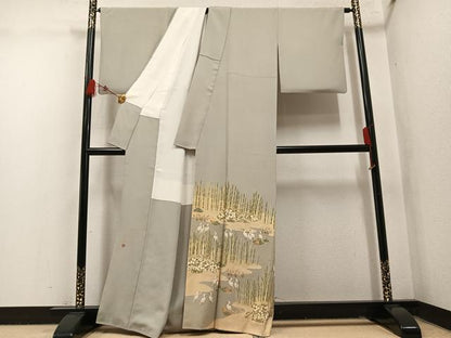平和屋着物●松尾光琳　色留袖　木賊鷺　本金箔　保証書付き　正絹　逸品　AABM8896ph