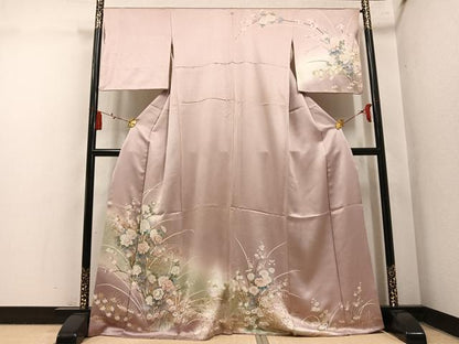 平和屋着物●訪問着　草花文　暈し染め　金彩　正絹　逸品　AABM8899ph
