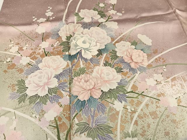 平和屋着物●訪問着　草花文　暈し染め　金彩　正絹　逸品　AABM8899ph
