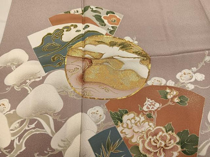 平和屋着物●豪華色留袖　駒刺繍　飛鶴立波草花文　千鳥　暈し染め　金彩　正絹　逸品　AABM8903ph