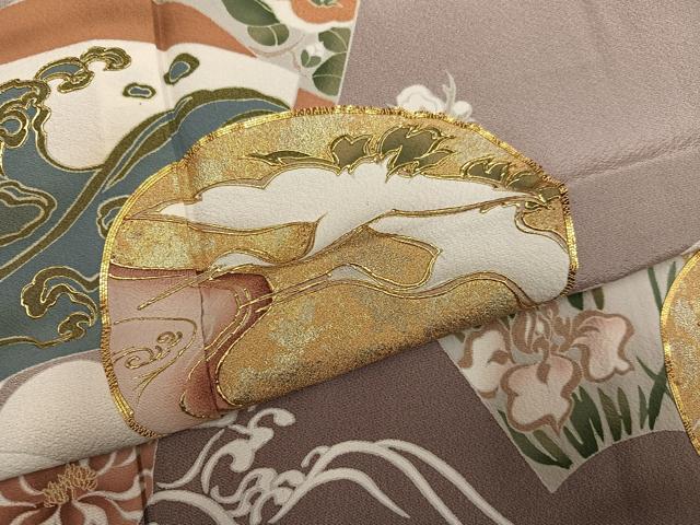 平和屋着物●豪華色留袖　駒刺繍　飛鶴立波草花文　千鳥　暈し染め　金彩　正絹　逸品　AABM8903ph