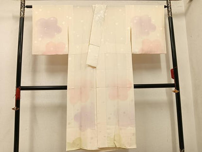 平和屋着物●長襦袢　無双仕立て　梅　暈し染め　半衿刺繍　正絹　逸品　AABM8908ph