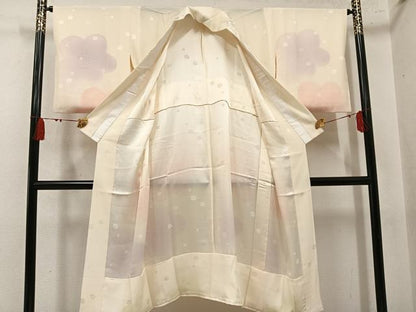 平和屋着物●長襦袢　無双仕立て　梅　暈し染め　半衿刺繍　正絹　逸品　AABM8908ph
