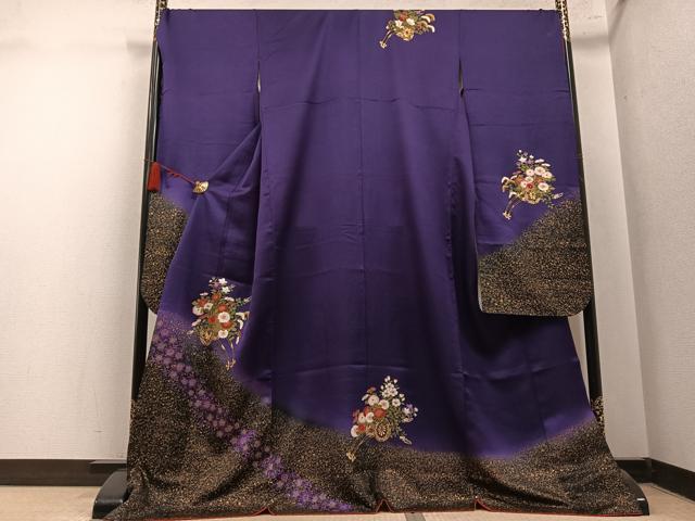 平和屋着物●豪華振袖　花車文　暈し染め　金彩　正絹　逸品　AABM8910ph