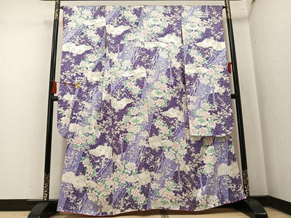 平和屋着物●豪華振袖　草花文　正絹　逸品　AABM8912ph