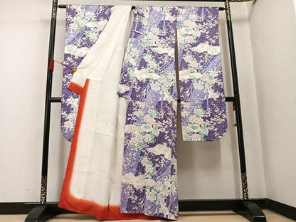 平和屋着物●豪華振袖　草花文　正絹　逸品　AABM8912ph