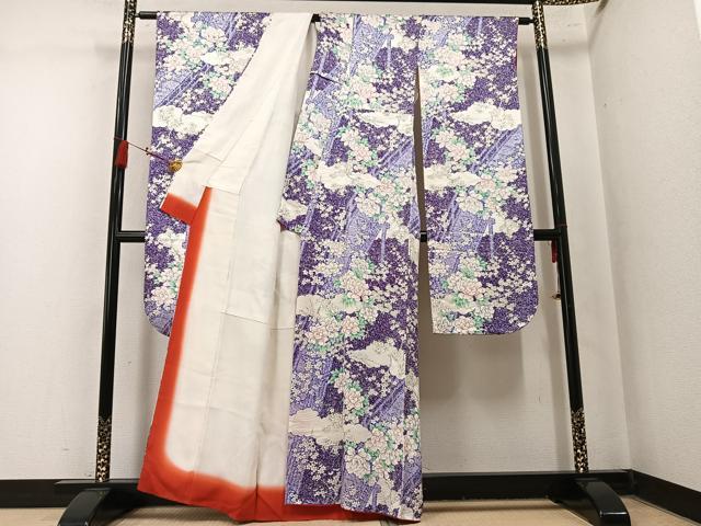 平和屋着物●豪華振袖　草花文　正絹　逸品　AABM8912ph