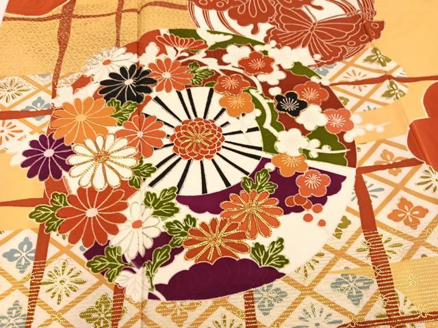 平和屋着物●豪華振袖　駒刺繍　花蝶源氏車文　金彩　正絹　逸品　AABM8915ph
