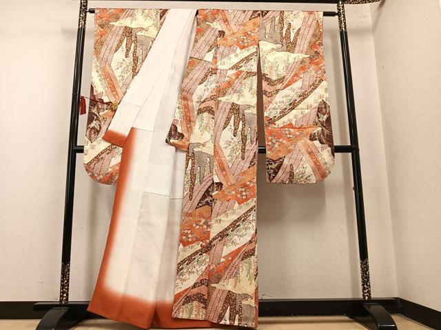 平和屋着物●豪華振袖　吉祥花唐草文　金彩　正絹　逸品　AABM8916ph