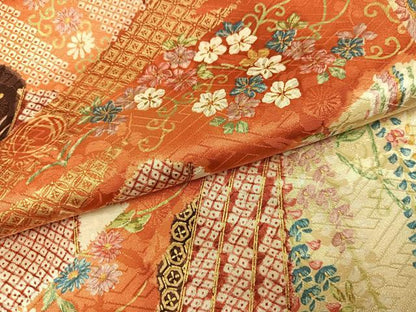 平和屋着物●豪華振袖　吉祥花唐草文　金彩　正絹　逸品　AABM8916ph
