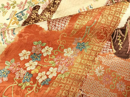 平和屋着物●豪華振袖　吉祥花唐草文　金彩　正絹　逸品　AABM8916ph