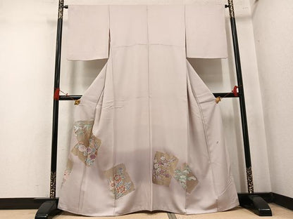 平和屋着物●本加賀友禅作家　金丸水明　色留袖　刺繍　破れ色紙草花文　暈し染め　金糸　正絹　逸品　AABM8918ph