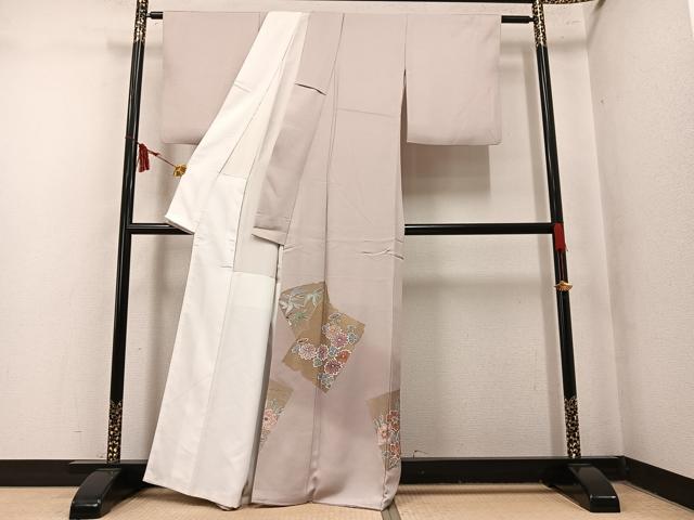 平和屋着物●本加賀友禅作家　金丸水明　色留袖　刺繍　破れ色紙草花文　暈し染め　金糸　正絹　逸品　AABM8918ph