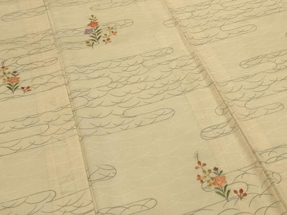 平和屋着物＊夏物　訪問着　絽　総刺繍　草花芝文　正絹　逸品　AABM9075jd
