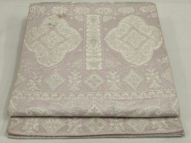 平和屋着物◎六通柄袋帯　更紗花文　銀糸　正絹　逸品　AABM9081ou
