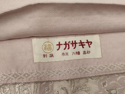 平和屋着物◎六通柄袋帯　更紗花文　銀糸　正絹　逸品　AABM9081ou