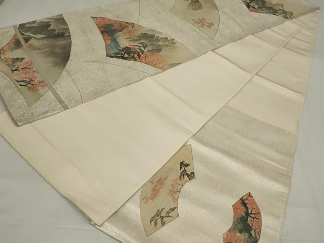 平和屋着物◎六通柄袋帯　大観　地紙風景文　引箔　正絹　逸品　AABM9088ou