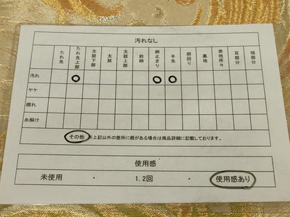 平和屋着物◎六通柄袋帯　立波文　金銀糸　さが美扱い　正絹　逸品　AABM9095ou