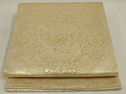 平和屋着物◎六通柄袋帯　花鳥文　金糸　正絹　逸品　未使用　AABM9096ou