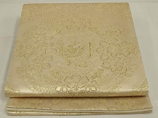 平和屋着物◎六通柄袋帯　花鳥文　金糸　正絹　逸品　未使用　AABM9096ou