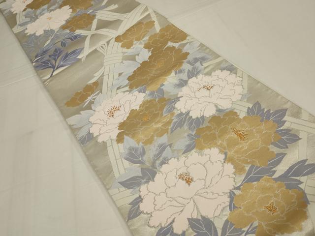 平和屋着物◎六通柄袋帯　唐織　花籬文　金銀糸　正絹　逸品　AABM9102ou