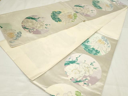平和屋着物◎六通柄袋帯　唐織　花丸文　金銀糸　正絹　逸品　AABM9113ou