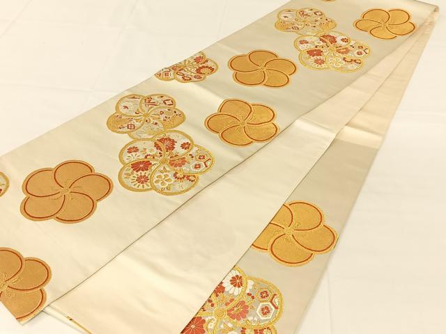 平和屋着物◎六通柄袋帯　唐織　ねじ梅　宝尽くし　金銀糸　正絹　逸品　AABM9129dk