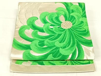 平和屋着物◎六通柄袋帯　唐織　流水花文　乱菊　金銀糸　正絹　逸品　AABM9133dk