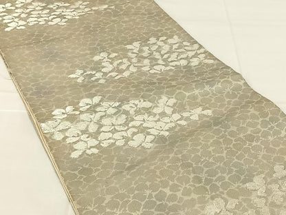 平和屋着物◎西陣　服部織物謹製　六通柄袋帯　こはく錦　花づくし文　金銀糸　正絹　逸品　AABM9139dk