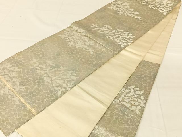 平和屋着物◎西陣　服部織物謹製　六通柄袋帯　こはく錦　花づくし文　金銀糸　正絹　逸品　AABM9139dk