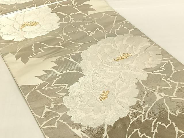 平和屋着物◎西陣　服部織物謹製　六通柄袋帯　こはく錦　手工芸　草花文　金銀糸　正絹　逸品　AABM9141dk