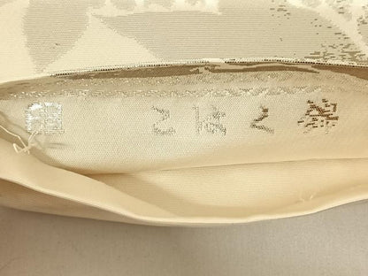 平和屋着物◎西陣　服部織物謹製　六通柄袋帯　こはく錦　手工芸　草花文　金銀糸　正絹　逸品　AABM9141dk