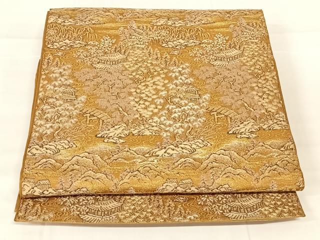 平和屋着物◎六通柄　本袋帯　風景文　金銀糸　正絹　逸品　AABM9150dk