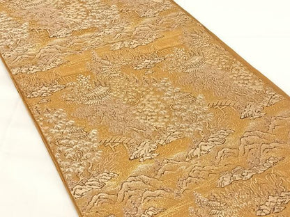 平和屋着物◎六通柄　本袋帯　風景文　金銀糸　正絹　逸品　AABM9150dk