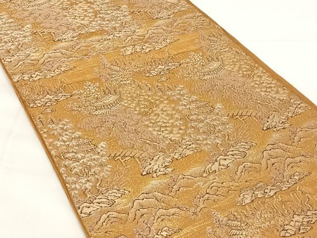 平和屋着物◎六通柄　本袋帯　風景文　金銀糸　正絹　逸品　AABM9150dk